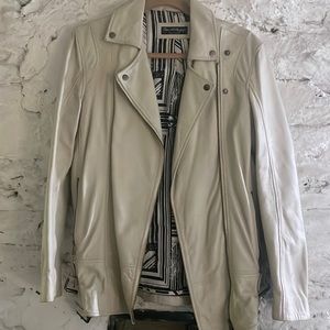 Cream leather moto jacket